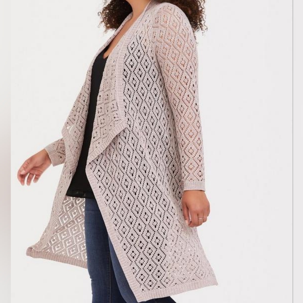 Torrid Pointelle Drape Front Sweater 0